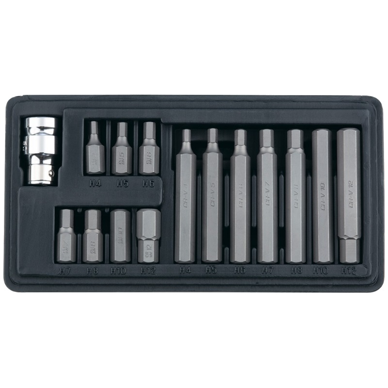 Набор бит HEX Stels 11313 (шестигранный хвостовик 1/2'', CrV, 10 мм, 15 предметов)  в Кинешме