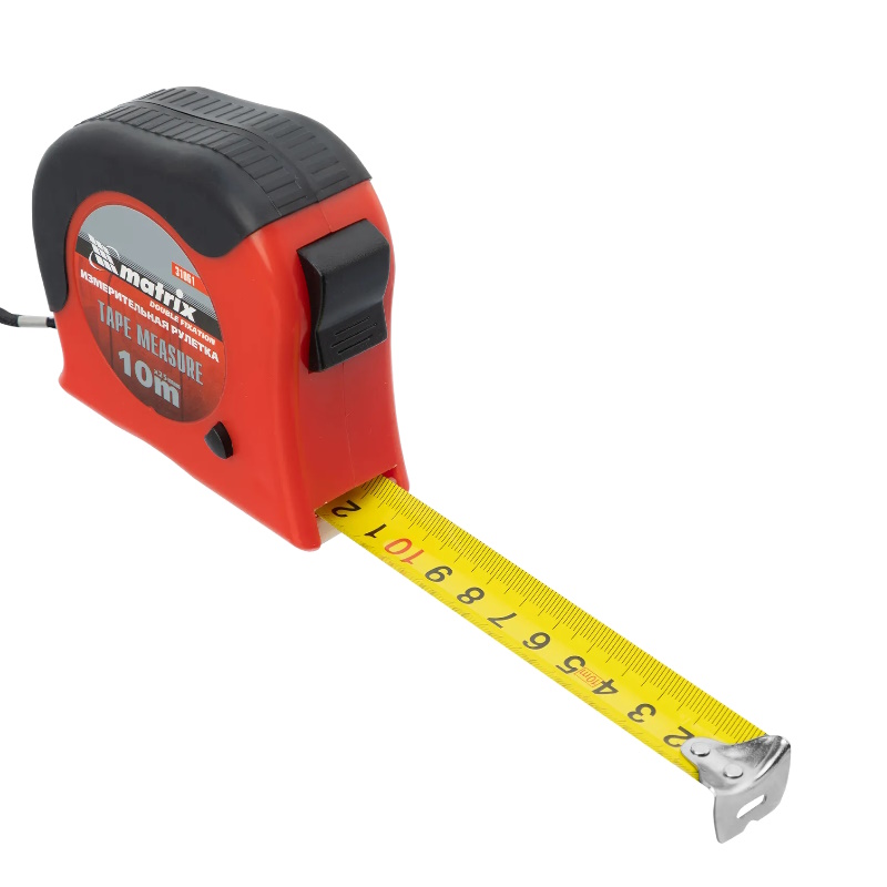 Рулетка MTX Double fixation 310619, 10 м х 25 мм, обрезиненный  корпус, двойная плавная фиксация в Вологде