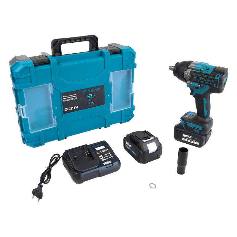 Бесщеточный ударный гайковерт Grower DBL11, 700 Нм, 21v (под Makita LXT), 4Ah аккумулятор 2 шт, в кейсе в Муроме