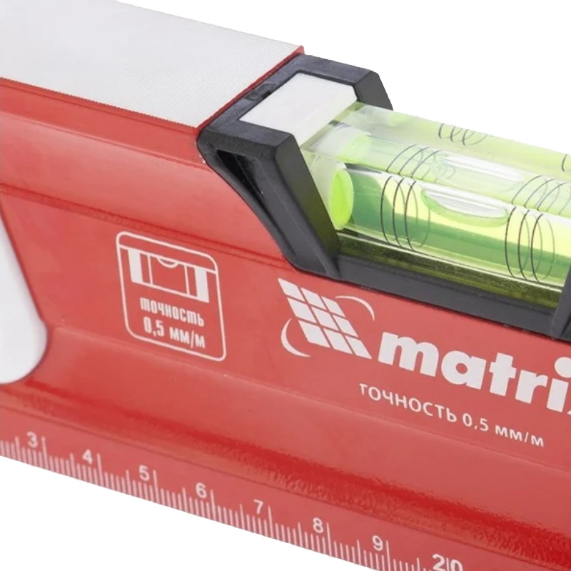 Уровень алюминиевый Matrix 34735, магнит., фрезеров., 3 глазка (1 зеркал.), 2 комп. рукоятки, 1500 мм в Коврове