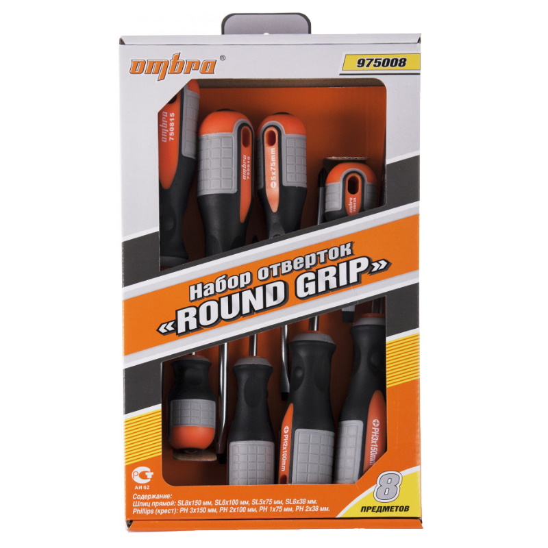 Набор отверток стержневых Ombra Round Grip 975008 055289, 8 предметов в Угличе