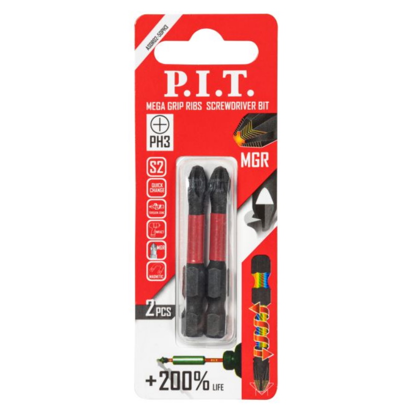 Бита ударная P.I.T. ASDR02-50PH3, PH3x50 мм, 2 шт в уп.  в Твери