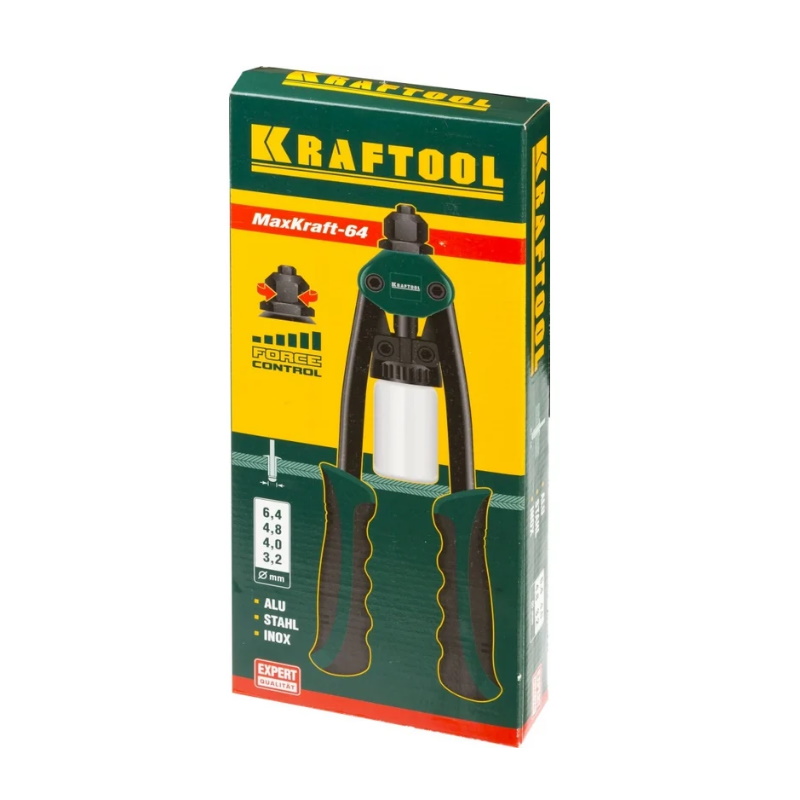 Заклепочник Kraftool "MaxKraft-64" 31160 двуручный силовой компактный, для заклёпок d=3,2-6,4 мм из Al, стали, нерж стали, усил литой корпус  в Череповце