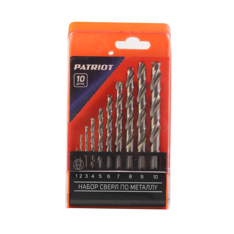 Набор сверл по металлу Patriot 815010542 (HSS, 10 шт: 1,0-10,0мм, в пластиковом боксе) в Муроме