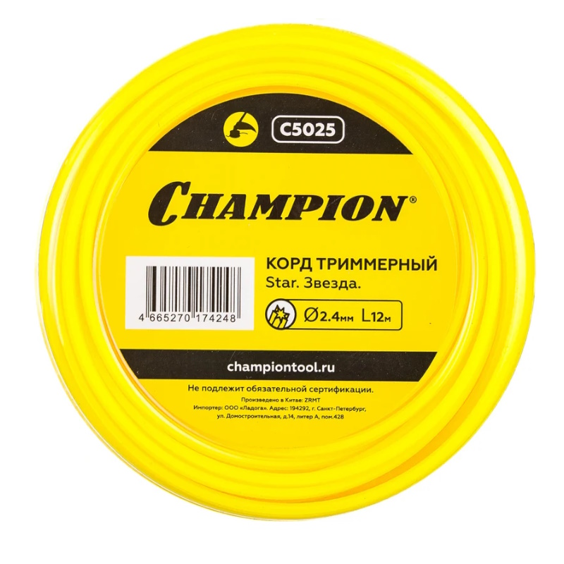 Леска для триммера Champion Star C5025, 2.4 мм в Костроме