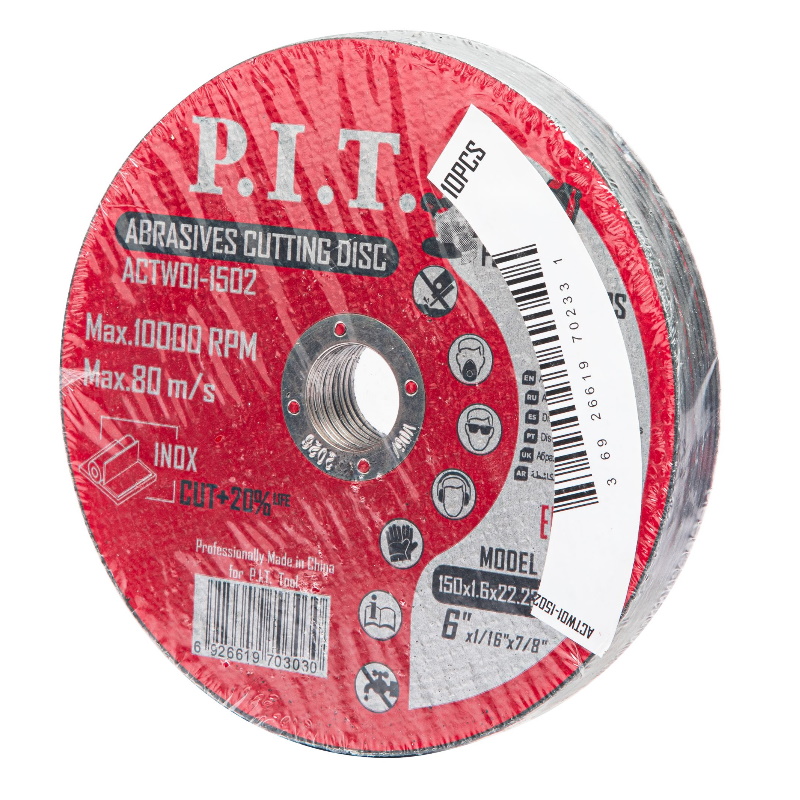 Диск отрезной по металлу P.I.T. ACTW01-1502, 150x22,2x1,6 мм, 10 шт в уп. в Твери