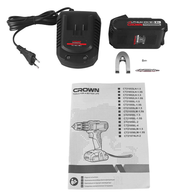 Аккумуляторная дрель-шуруповерт Crown CT21056LH-2 BMC в Череповце