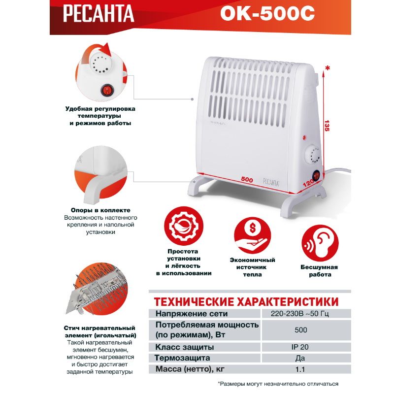 Электрический конвектор Ресанта ОК-500С во Владимире