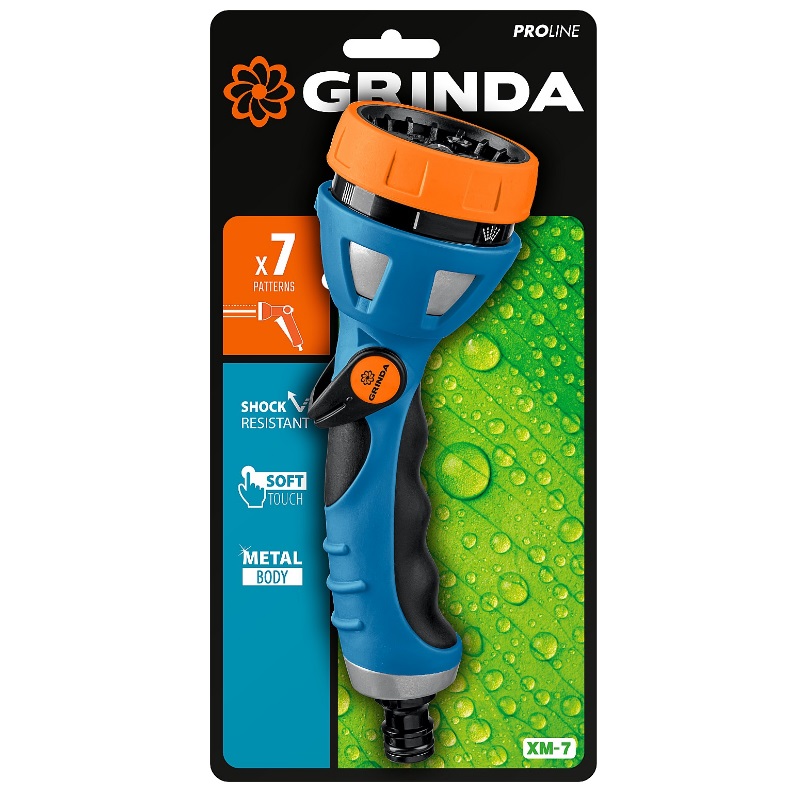 Поливочный пистолет Grinda PROLine XM-7 429150, 7 режимов, металлический с TPR в Костроме