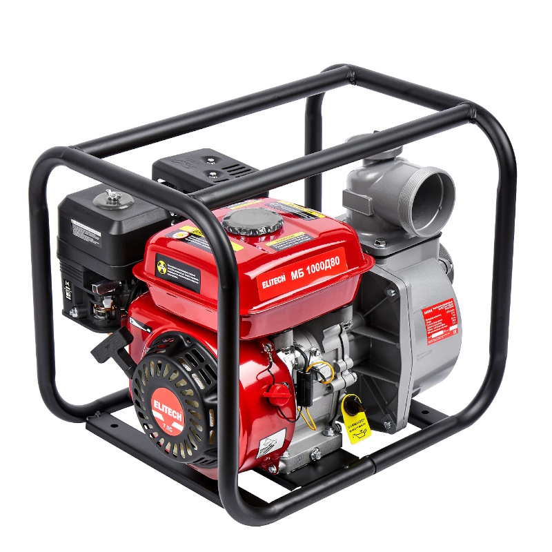 Мотопомпа бензиновый Elitech МБ 1000 Д 80 (E0105.002.00) 205518, 4-такт, 7 л.с., 1000 л/мин
