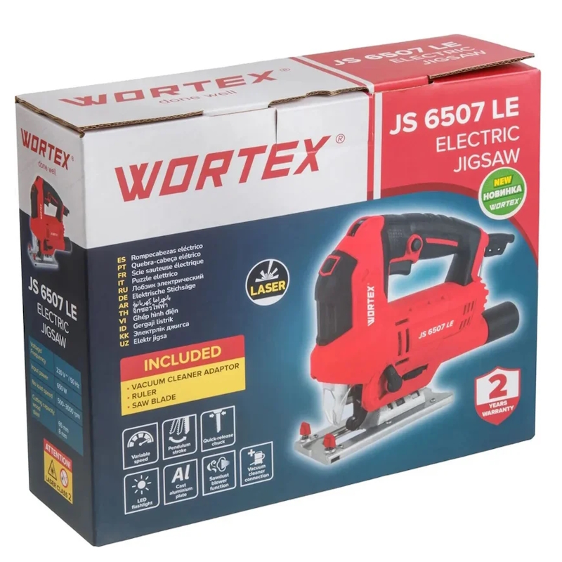 Лобзик электрический Wortex JS 6507 LE 1333579, в кор. 650 Вт, 500-3000 ход/мин, пропил до 65 мм в Рыбинске