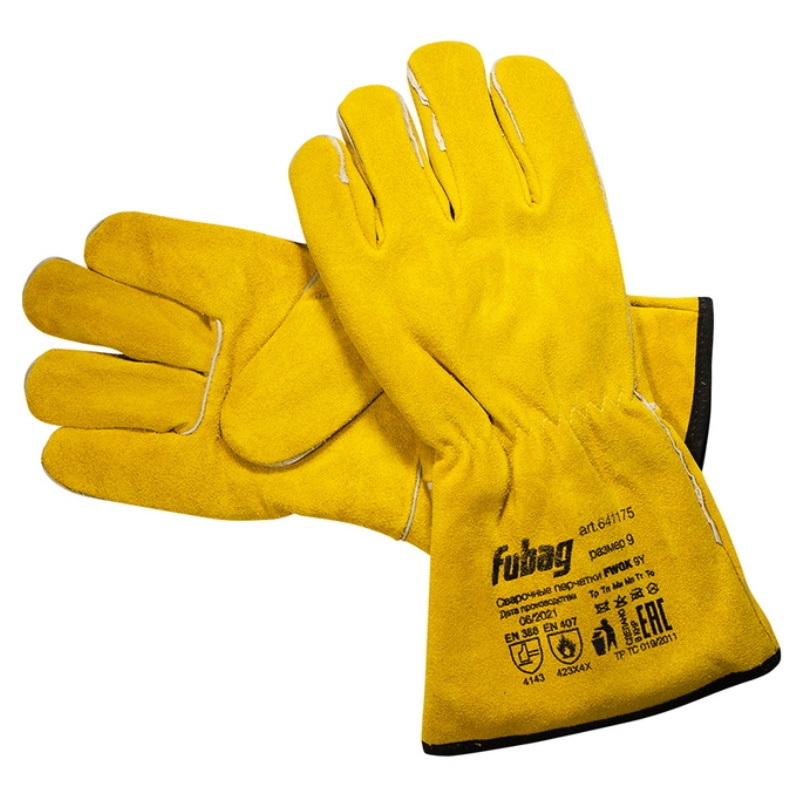 Сварочные краги Fubag FWGK 9Y 641175 на подкладке с кевларовой нитью желтые 960₽