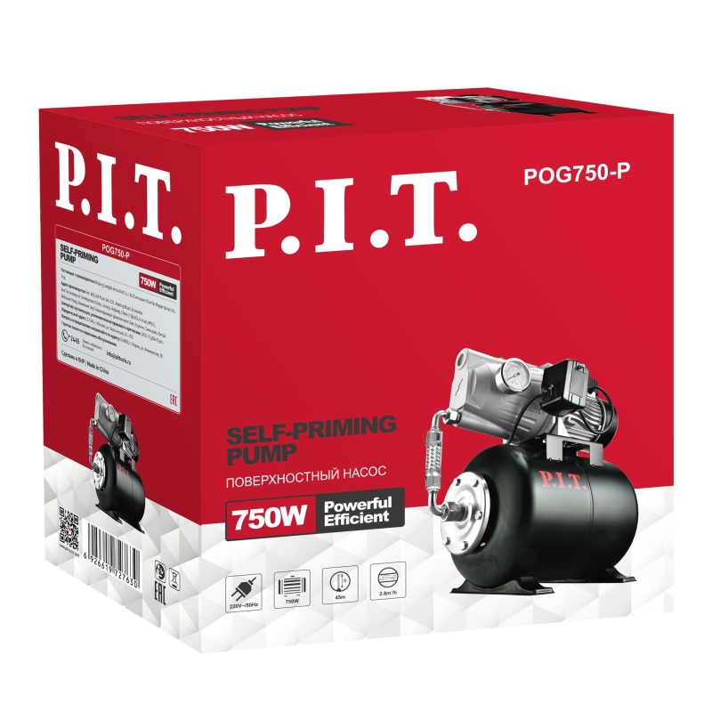Станция насосная электрическая P.I.T. POG750-P (750Вт, напор 45м, бак 24л, 46л/мин, чугун) в Муроме