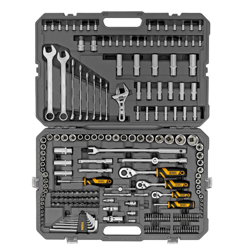 Набор инструментов Denzel 15807, 1/2", 1/4", 3/8", CrV, S2, пластиковый кейс, 216 предметов в Угличе