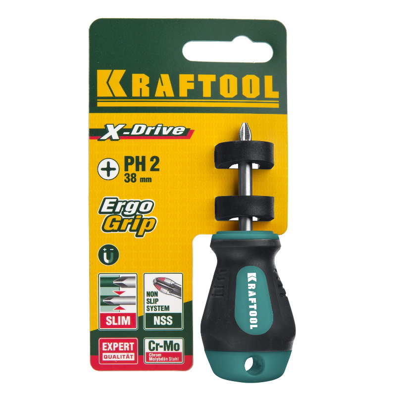 Отвертка Kraftool 250072-2-038, двухкомпонентная противоскользящая рукоятка, PH2x38 мм в Ярославле