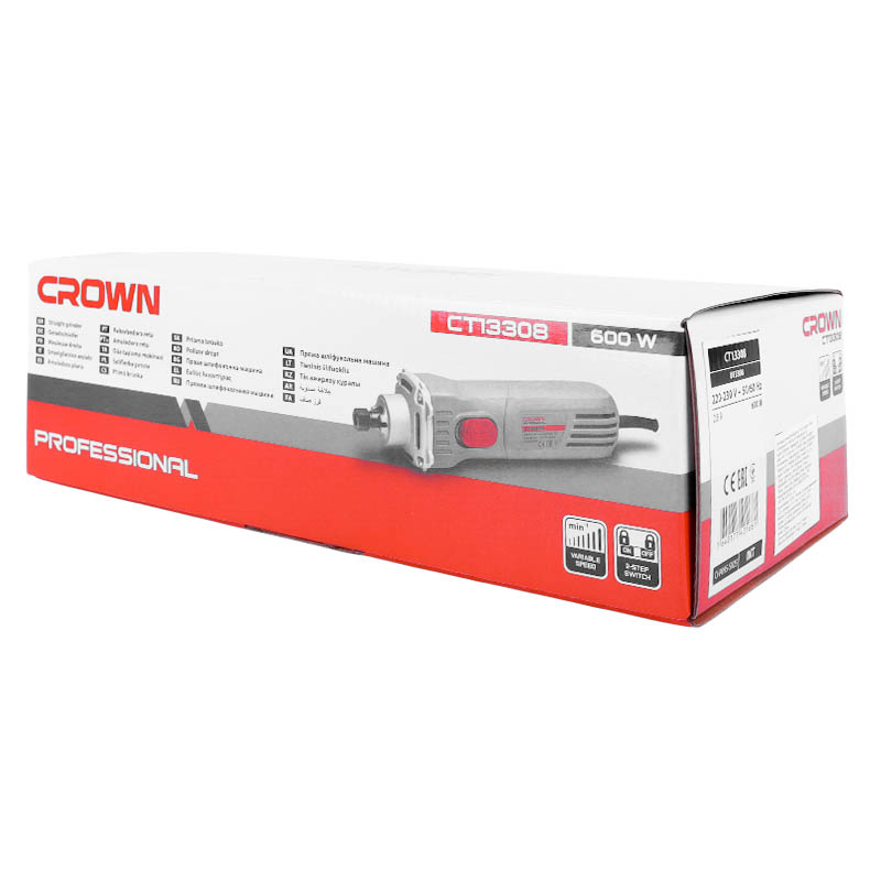 Прямая шлифмашина Crown CT13308 (сетевая, цанга 6 мм, электронная регулировка скорости) в Коврове