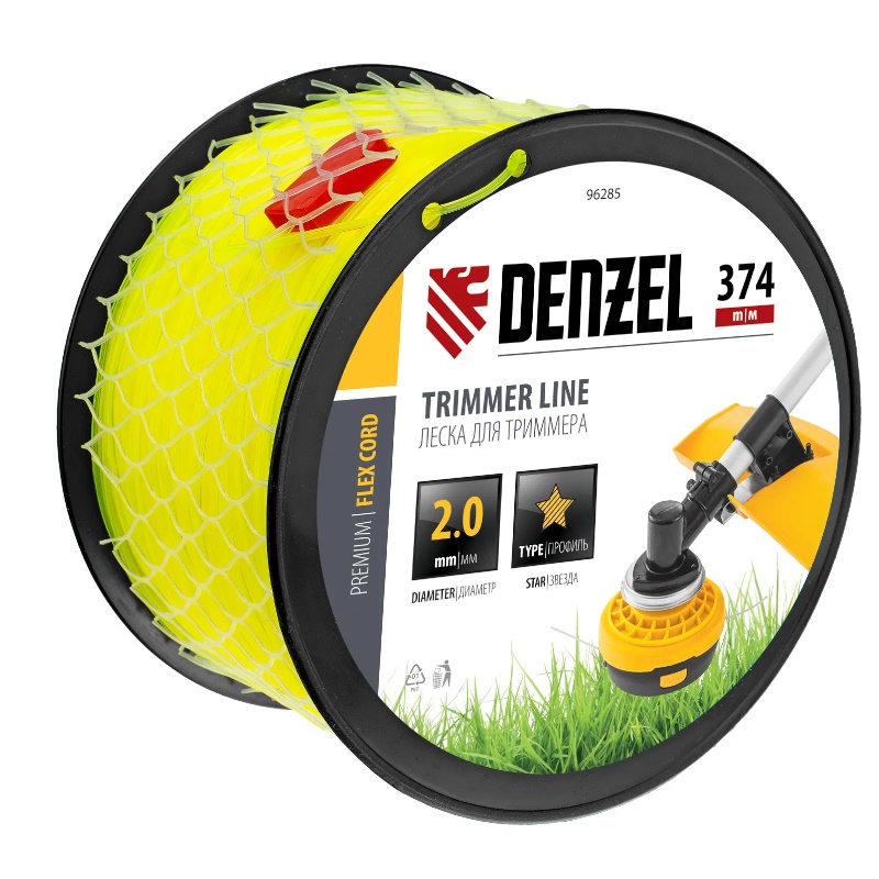 Леска для триммера Denzel FLEX CORD 96285, звезда, 2,0мм х 374м, на DIN катушке  в Муроме
