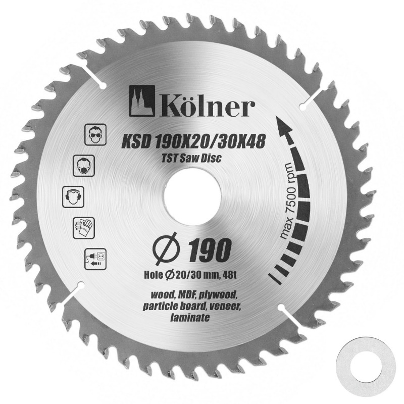 Пильный диск Kolner KSD 190203048 8100300078 диаметр 190 мм ширина пропила 2-22 мм 502₽