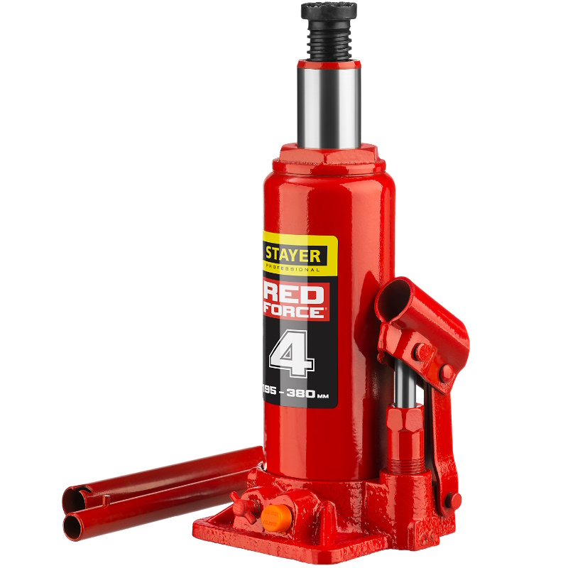 Бутылочный гидравлический домкрат Stayer RED FORCE Professional 43160-4 195-380мм 4т в Угличе