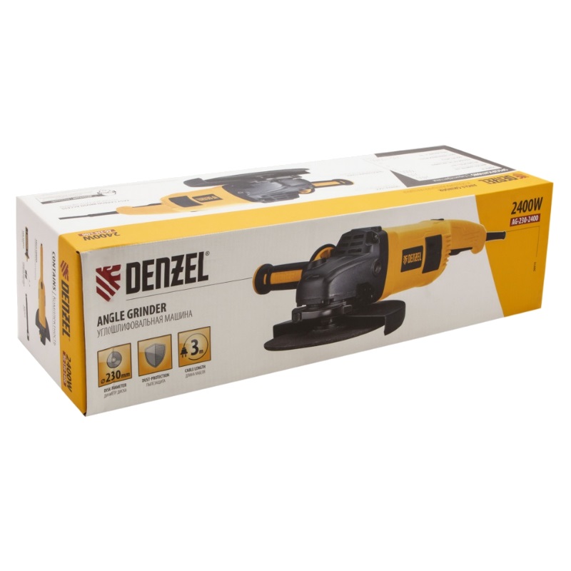 Угловая шлифмашина (болгарка) Denzel AG230-2400 26915, 230 мм, 2400 Вт, плавный пуск в Череповце