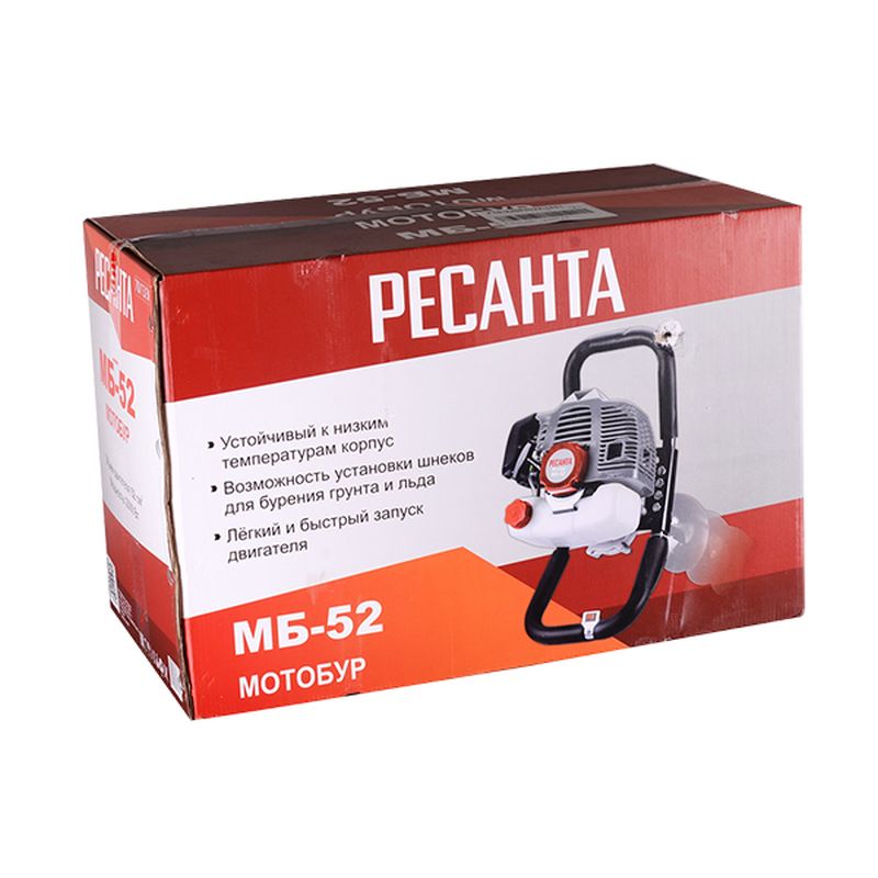 Мотобур Ресанта МБ-52 70/13/30 грунтовый (2х такт., двигатель 2 кВт, прорезиненные ручки) в Рыбинске
