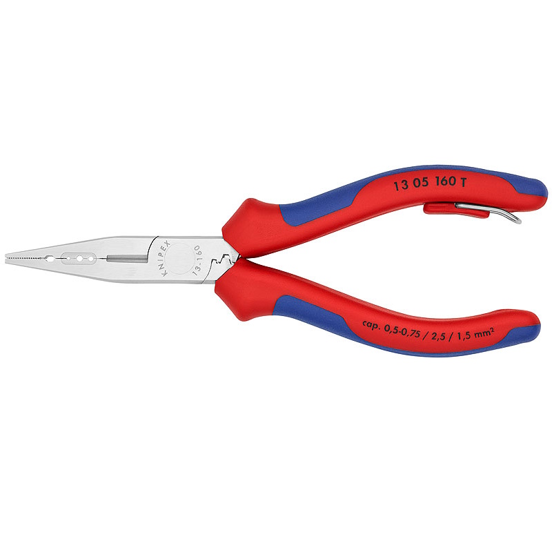 Плоскогубцы электрика для монтажа проводов Knipex KN-1305160TBK, 160 мм, хром, 2-комп ручки, проушина для страховки, BK в Туле