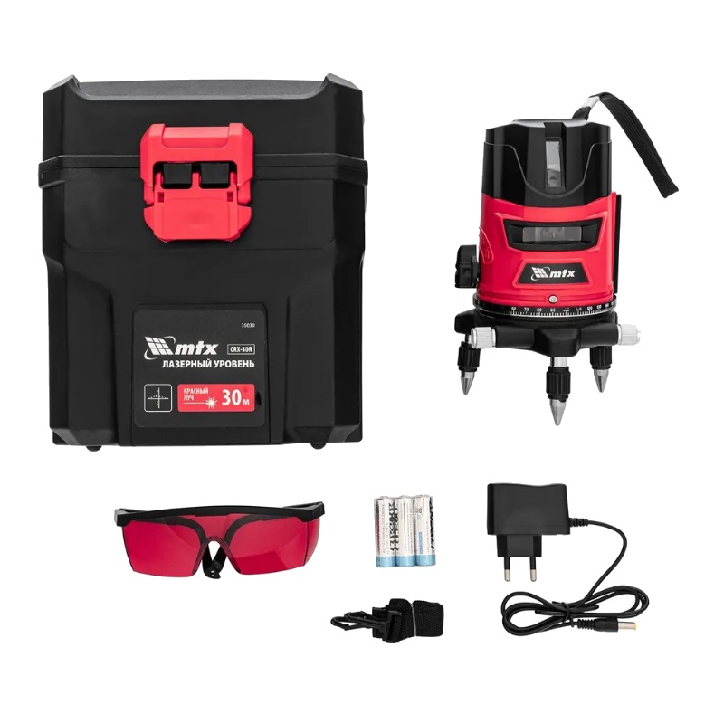 Лазерный уровень MTX CRX-30R (30 м, красный луч, батарейки, резьба 5/8") 35030 в Рыбинске