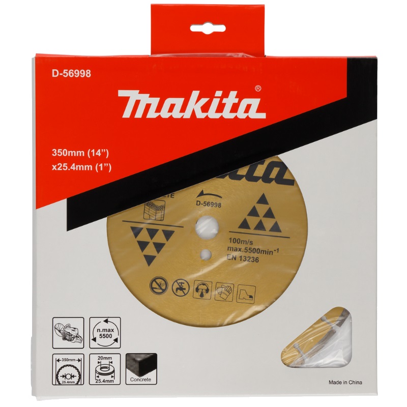 Алмазный диск сегментированный по бетону Makita D-56998 (350х20/25,4 мм, сухой/мокрый рез) в Костроме