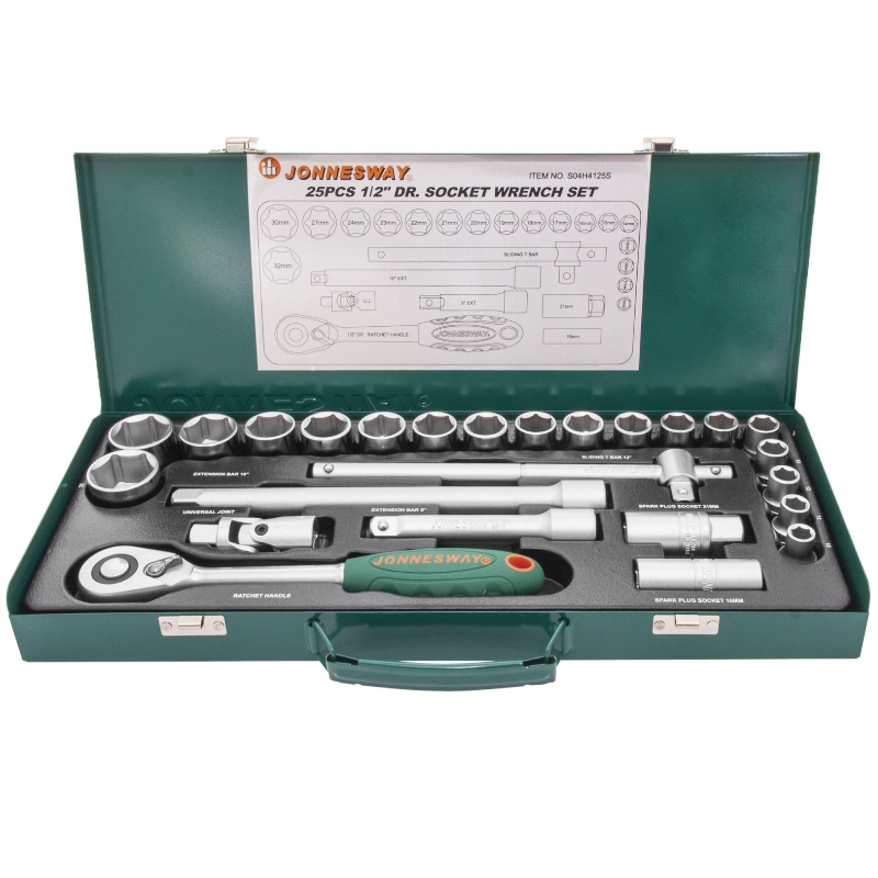 Набор головок торцевых Jonnesway S04H4125S, 1/2"DR 10-32мм, 25 предметов