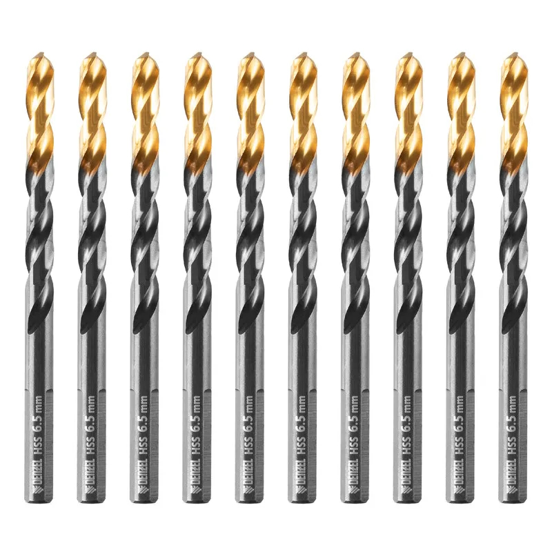 Сверло по металлу Denzel 717216, 6,5 мм, HSS-Tin, Golden Tip, 10 шт. в Костроме