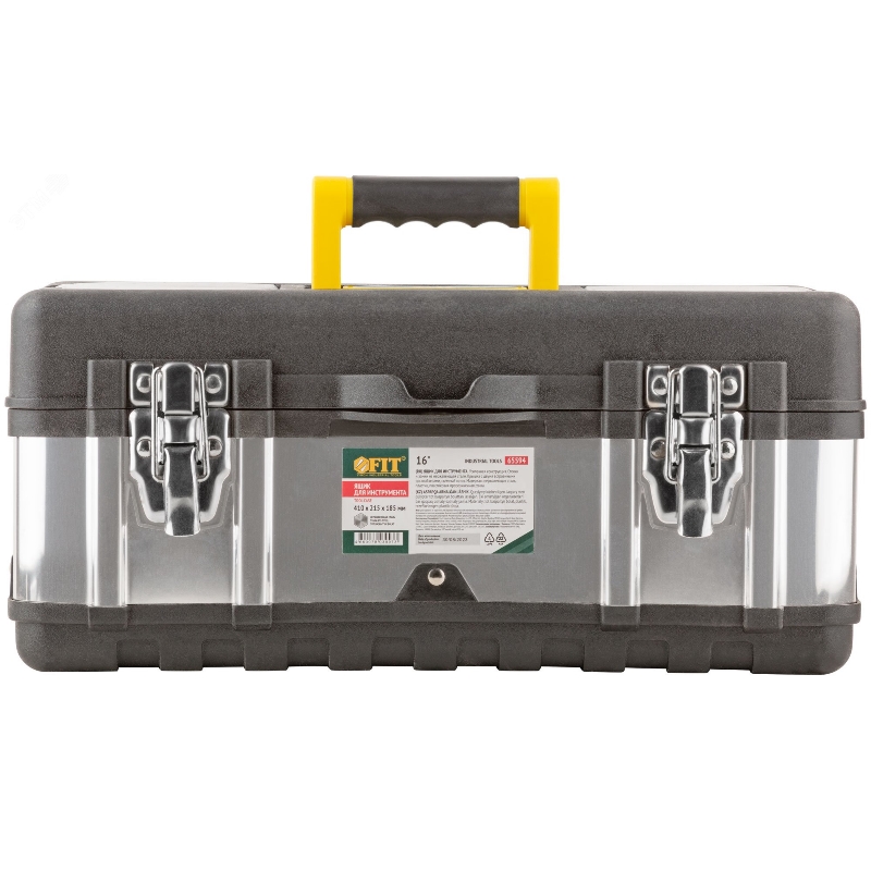 Ящик для инструмента пластиковый Fit 65594 16" (410х215х185 мм) замки и стенки нерж. сталь в Муроме