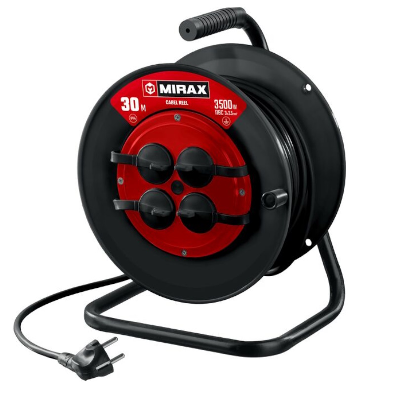 Силовой удлинитель на катушке Mirax 55051-30 ПВС 3x25 30м 3500Вт 2884₽