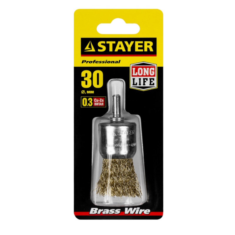 Щетка кистевая для дрели, витая стальная проволока Stayer "PROFESSIONAL" 35113-30, 0,3мм, 30мм  в Кинешме