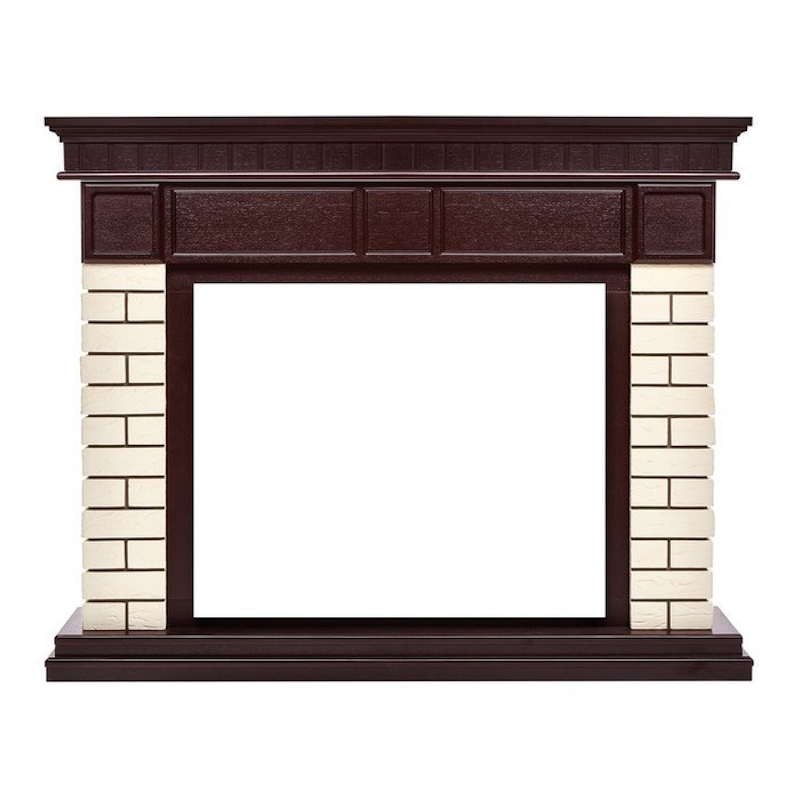 Портал Firelight Bricks 25 НС-1202848, камень бежевый, шпон темный дуб в Муроме