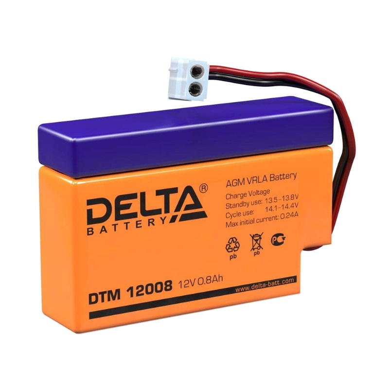Аккумулятор UPS Delta DTM 12008 (AGM, 12в, 0.8 Ач, страна изготовления Китай) в Костроме