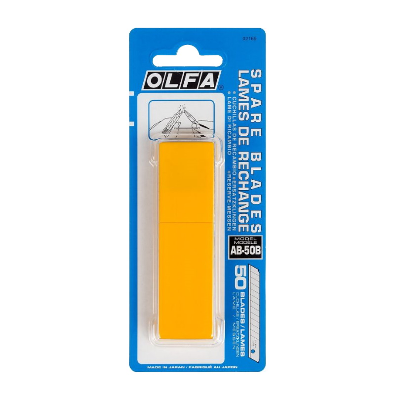 Лезвия Olfa OL-AB-50B сегментированные, 9х80х0,38 мм, 13 сегментов, 50 шт.