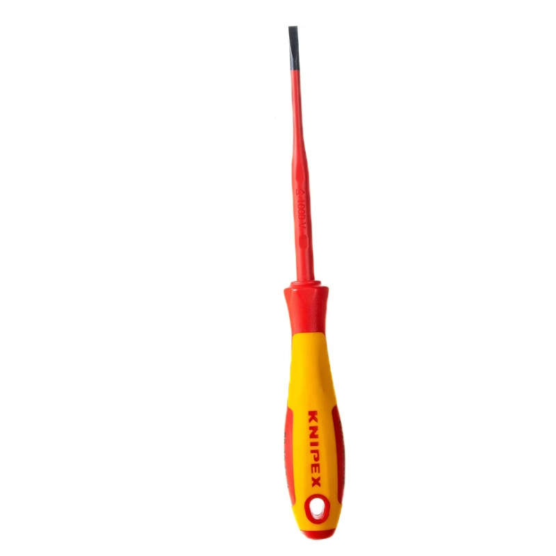 Отвёртка Knipex KN-982040SL, VDE, шлицевая плоская, SL 4.0x0.8x100 мм, тонкая, длина 202 мм, диэлектрическая в Кинешме