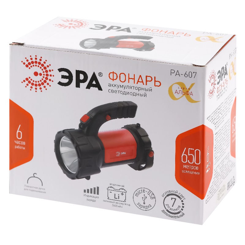 Фонарь-прожектор аккумуляторный Эра Альфа PA-607 Б0052745 в Угличе