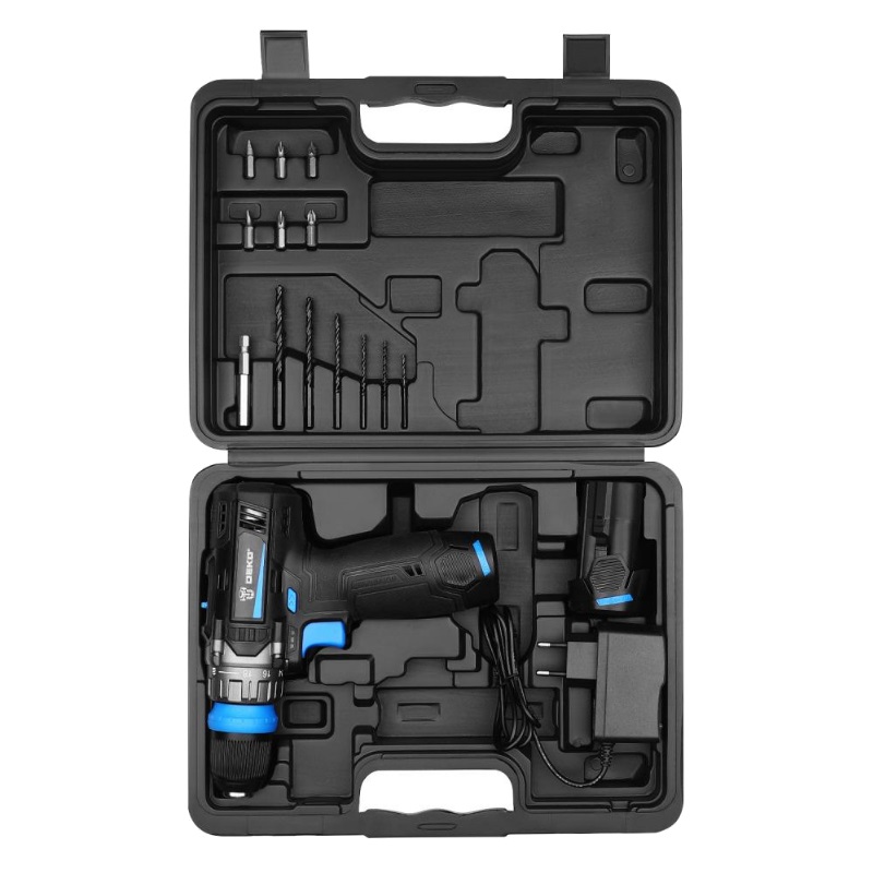 Аккумуляторная дрель-шуруповерт Deko DKCD12V PRO 083-1004 (в кейсе, co съемным патроном + оснастка 13 шт., 12В, 2х1.5Ач, ЗУ) в Череповце