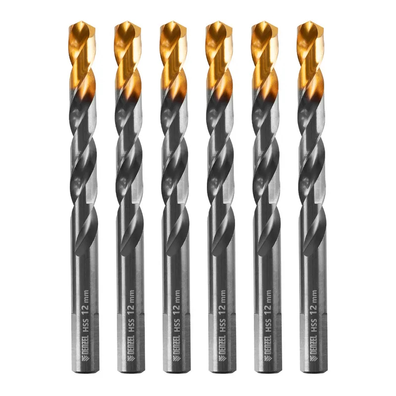 Сверло по металлу Denzel 717224, 12 мм, HSS-Tin, Golden Tip, 6 шт. в Угличе