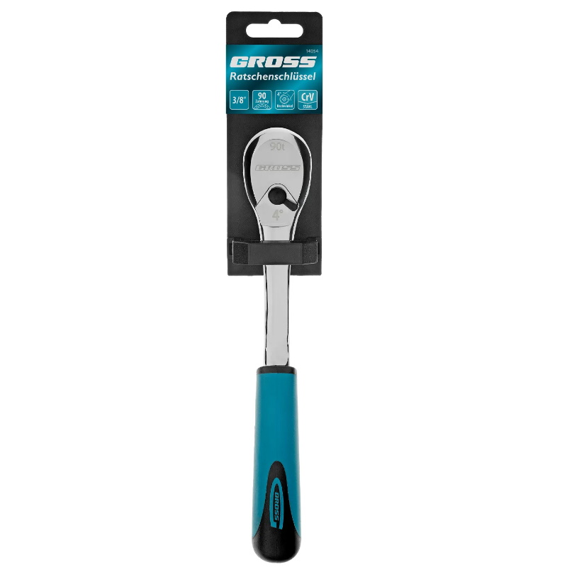 Ключ-трещотка Gross 14054, 3/8", CrV, 90 зубьев, усиленный, хром в Твери