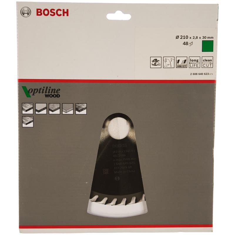 Пильный диск по дереву Optiline для ручных циркулярных пил Bosch 2.608.640.623 (210х30 мм; 48T) в Туле