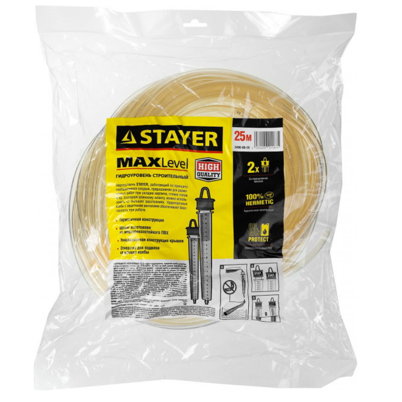 Гидроуровень Stayer "Master" 3486-06-25, с усиленной измерительной колбой большого размера, d 6мм, 25м  в Угличе