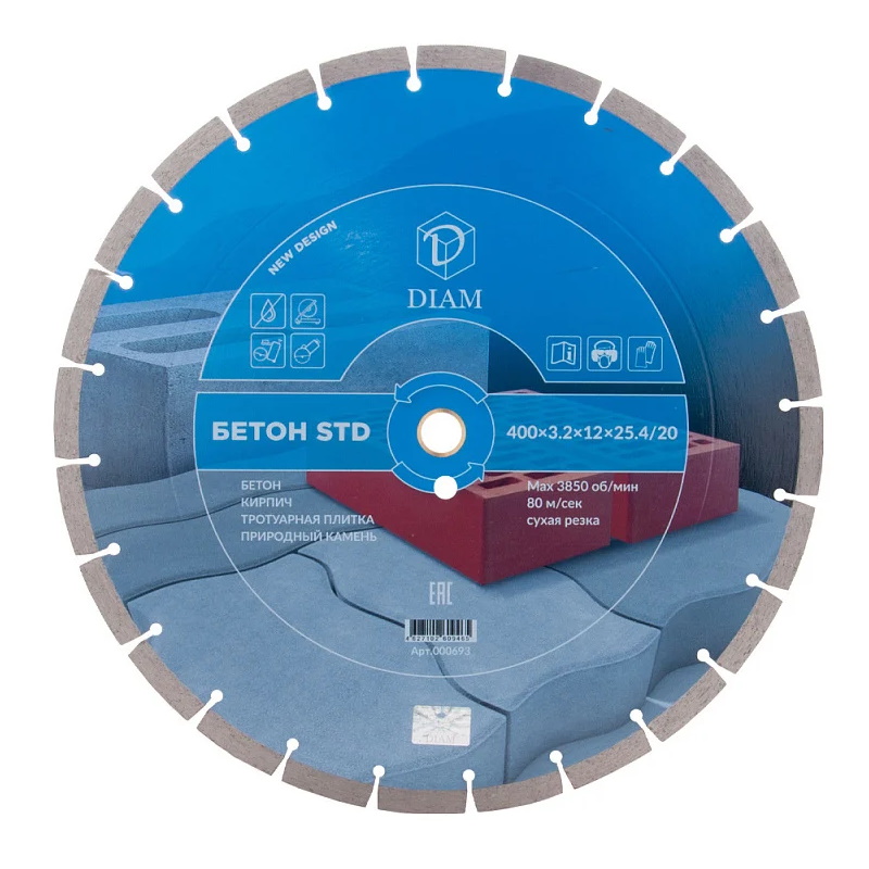 Отрезной круг Diam STD 000693 Бетон 400*3,2*12*25,4/20