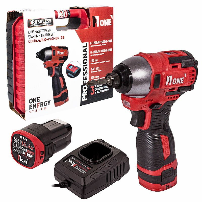 Винтоверт аккумуляторный бесщеточный №1 CDI 14,4/2.0-PRO-BR-2B, 120Hm,14V, 2,0Ah, 3 скорости, 2 аккумулятора,1200-2400 об/мин, кейс в Череповце