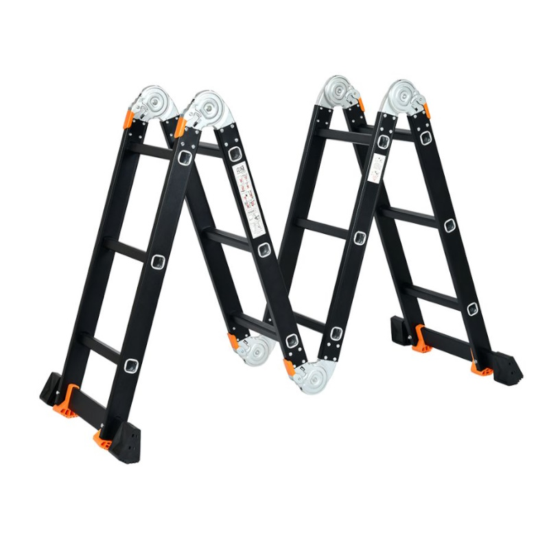 Лестница алюминиевая Startul ST9930-05, многофункциональная, 4х5 ступеней (стрем.-283 см, лестн.-580 см, 15,5кг BLACK LINE в Рыбинске