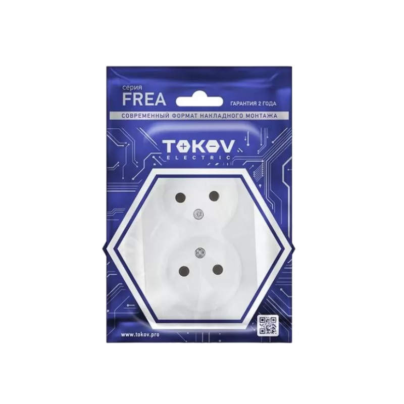 Розетка двухместная Tokov Electric ОП Frea TKE-FR-R2-C01 в Твери