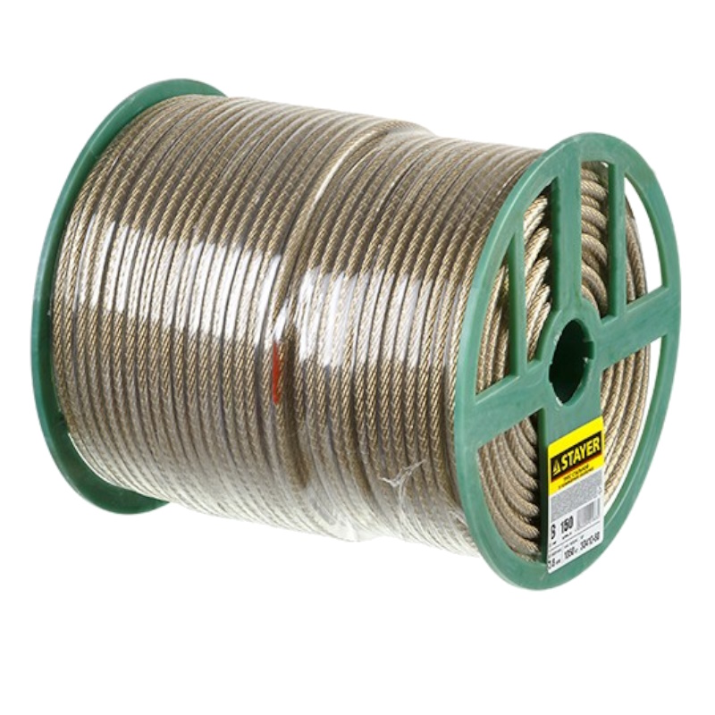 Трос Stayer Master 30410-30, стальной, в полимерной оболочке, d=3,0 мм, L=200 м  в Череповце