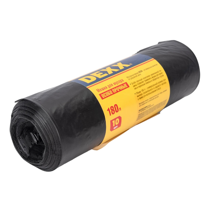 Мешки для мусора Dexx 39151-180, черные, 180л, 10шт в Твери