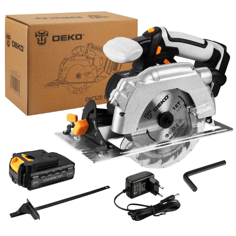 Циркулярная пила аккумуляторная Deko DKCS20 Laser 063-4205, Li-Ion 20 В, 2.0 Ач. 165 мм  в Туле